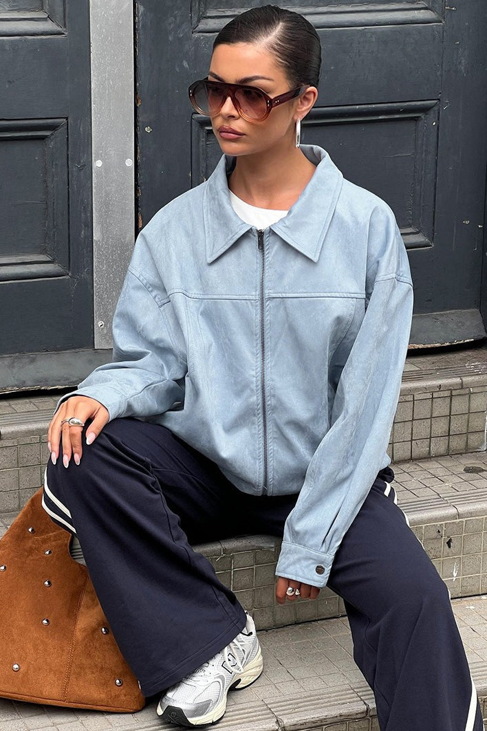 Casual Blue Suede Jacket image 4