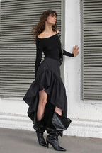 Chic Cotton Ruffle Hem High Low Mini Skirt image 3