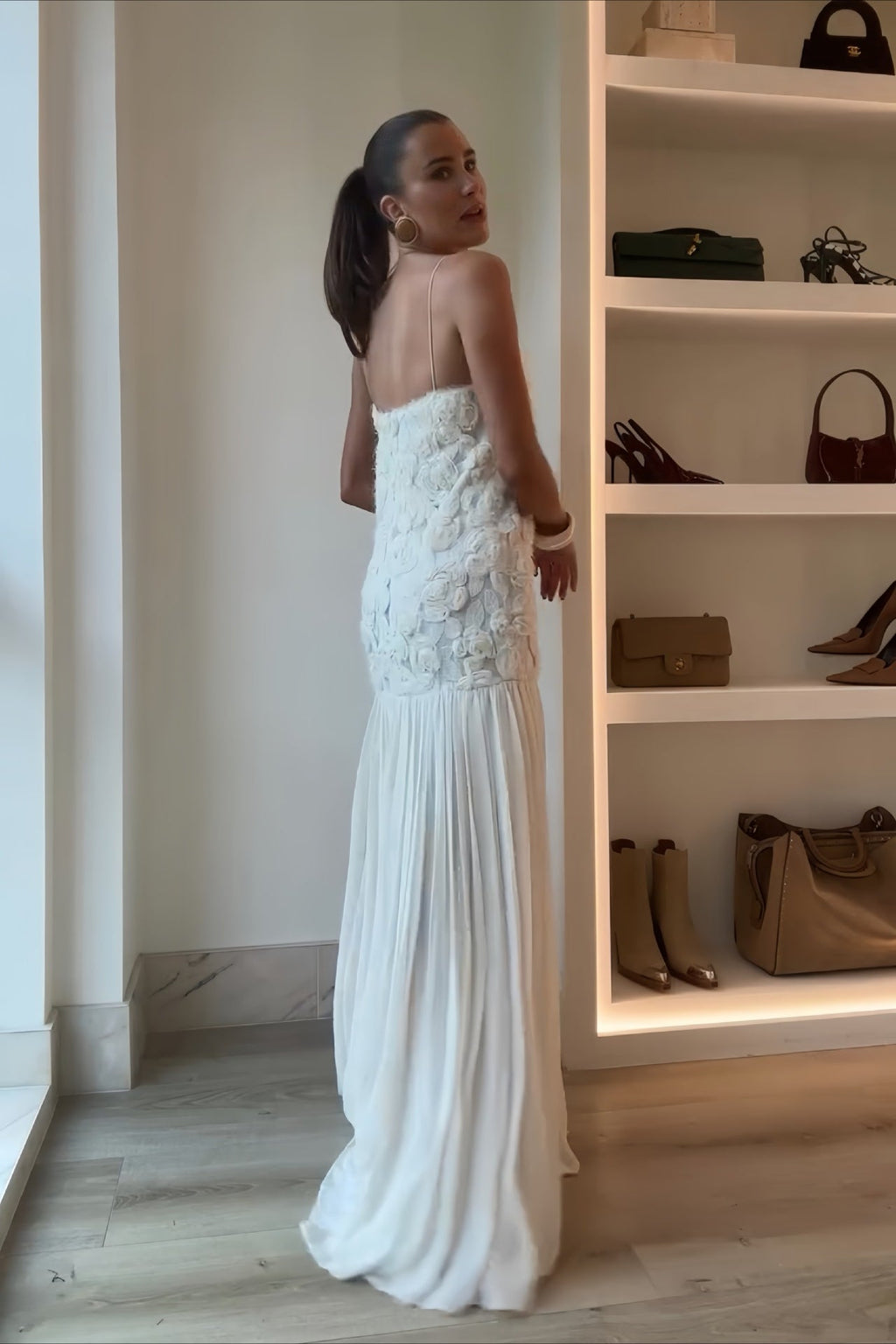 Rose Appliqué Ruffle Cami Maxi Dress image 2