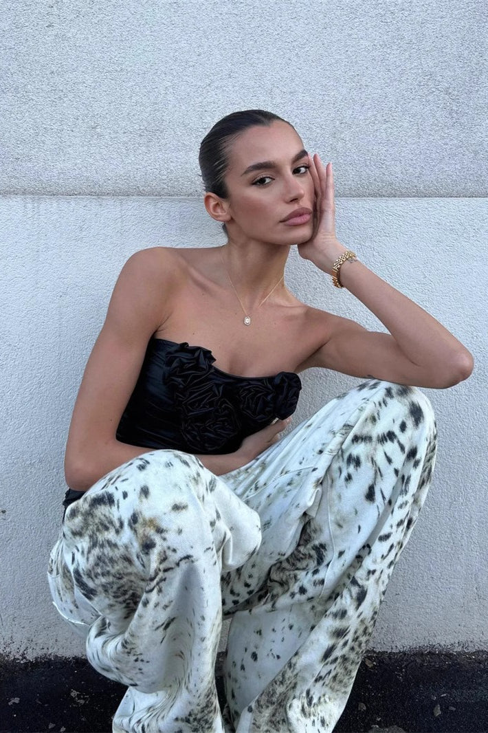 Retro Washed Leopard Wide Leg Jeans image 3
