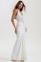 Tie Back Ruched Bodycon Maxi Dress image 3