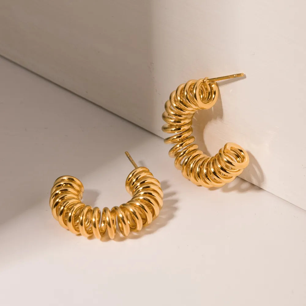 Selene C-Hoop Earrings detail view styled for Avrienne