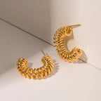 Selene C-Hoop Earrings detail view styled for Avrienne