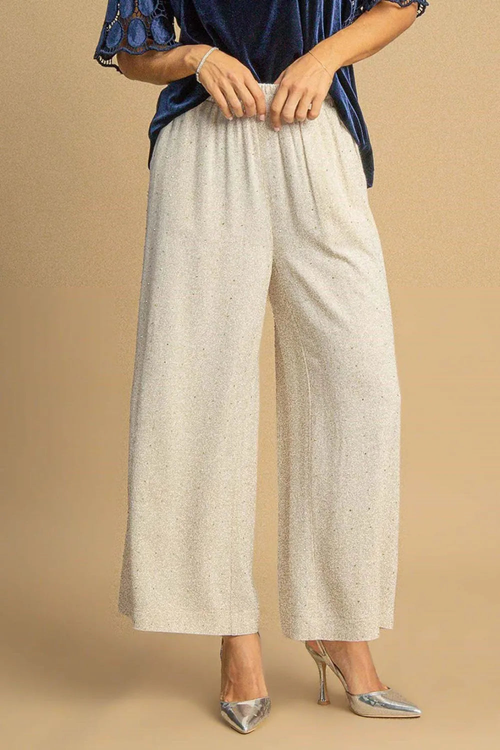 Talia Linen Trousers detail view styled for Avrienne