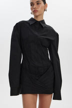 White Waist-Tie Long Sleeve Bodycon Mini Dress image 5