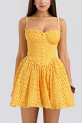 Lace Jacquard Backless Puff Mini Dress image 1