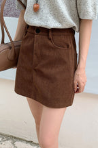 Corduroy High Waist A-Line Skirt image 13