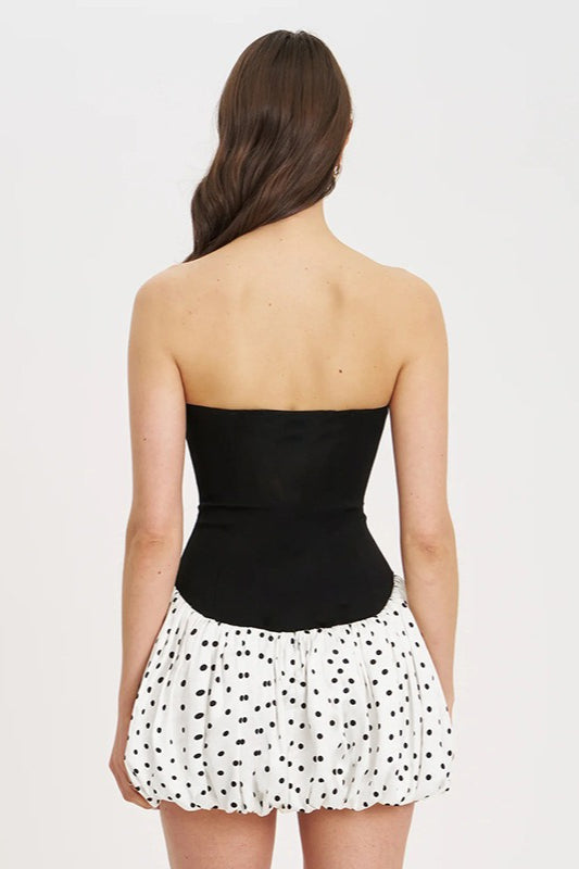 Polka Dot Strapless Bodycon Mini Dress image 3