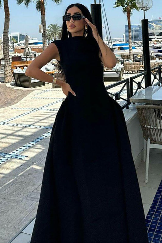 Solid Sleeveless Ruched Waist Elegant Dress image 7