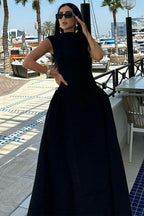 Solid Sleeveless Ruched Waist Elegant Dress image 7