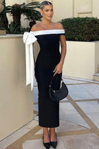 Off Shoulder Tie Bodycon Maxi Dress image 2