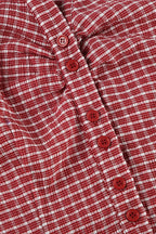 Preppy Plaid Button Down Collar Slim Blouse image 6