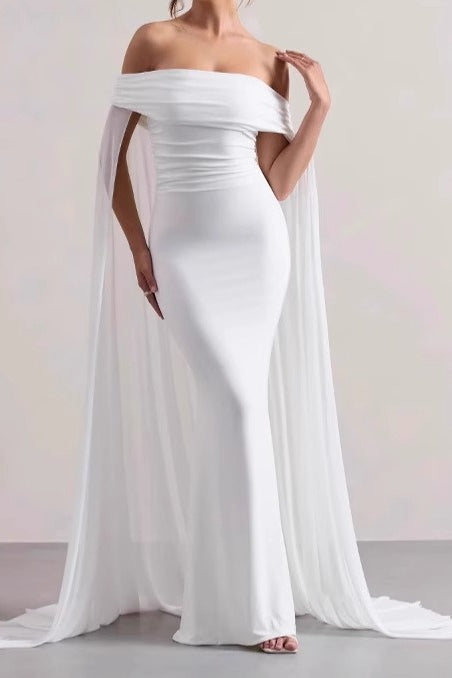 Strapless Cape Long Formal Dress image 1