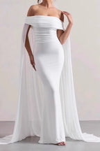 Strapless Cape Long Formal Dress image 1