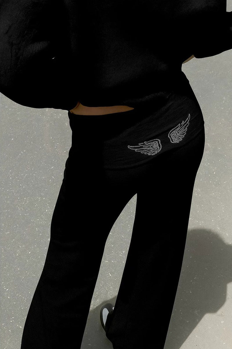 Solid Sequin Wing Graphic Relaxed Hoodie image 15