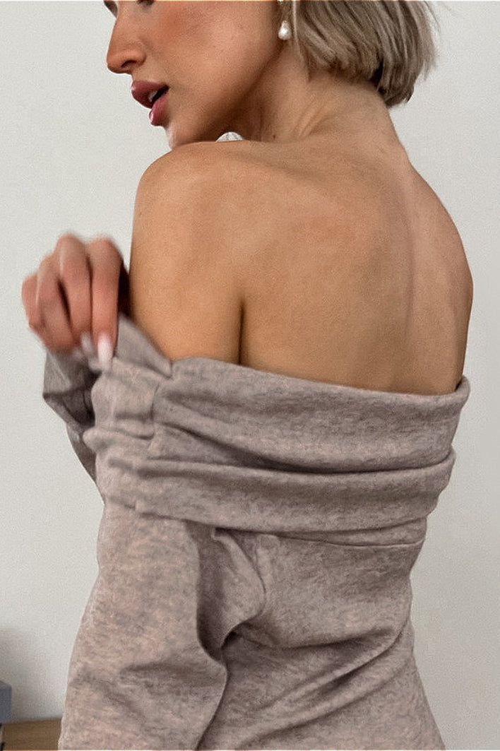 Soft Off-Shoulder Knit Solid Blouse image 3