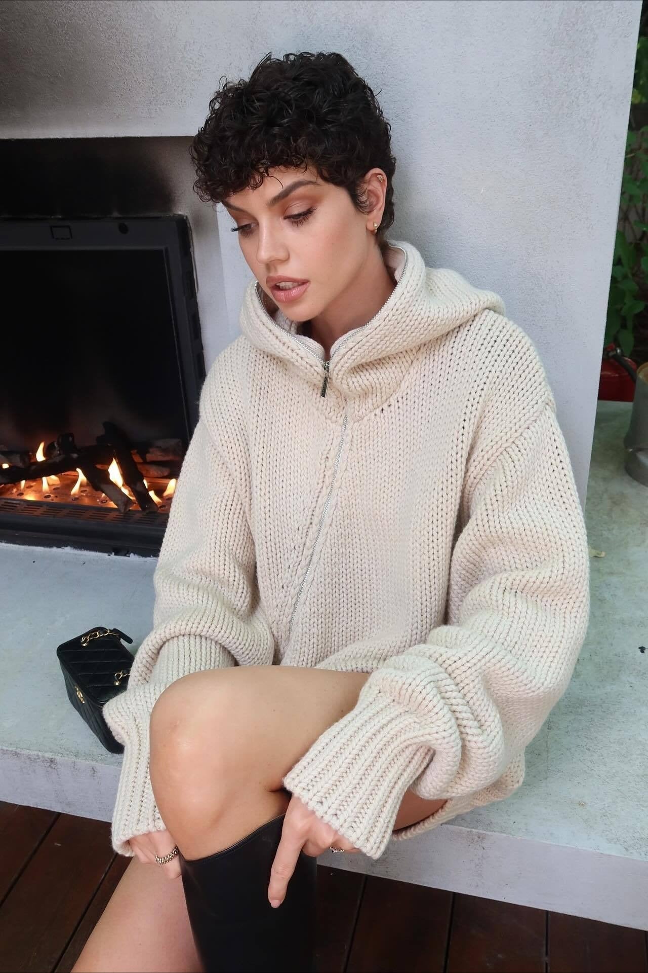 Vintage Asymmetrical Zipper Solid Loose Comfort Sweater image 6