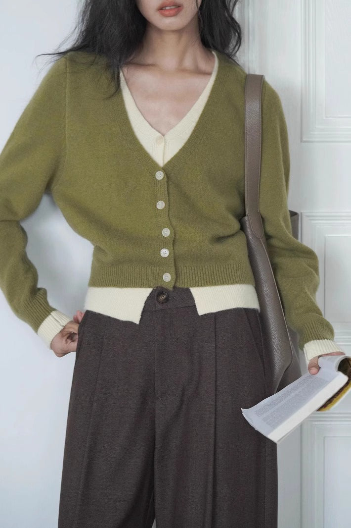 Green Two-Layer Knit Cardigan image 2
