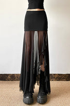 Mesh High-Waisted Sexy Midi Skirt image 3