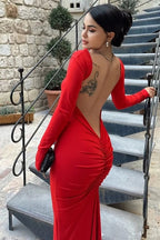 Long Sleeve Backless Bodycon Formal Dress image 4