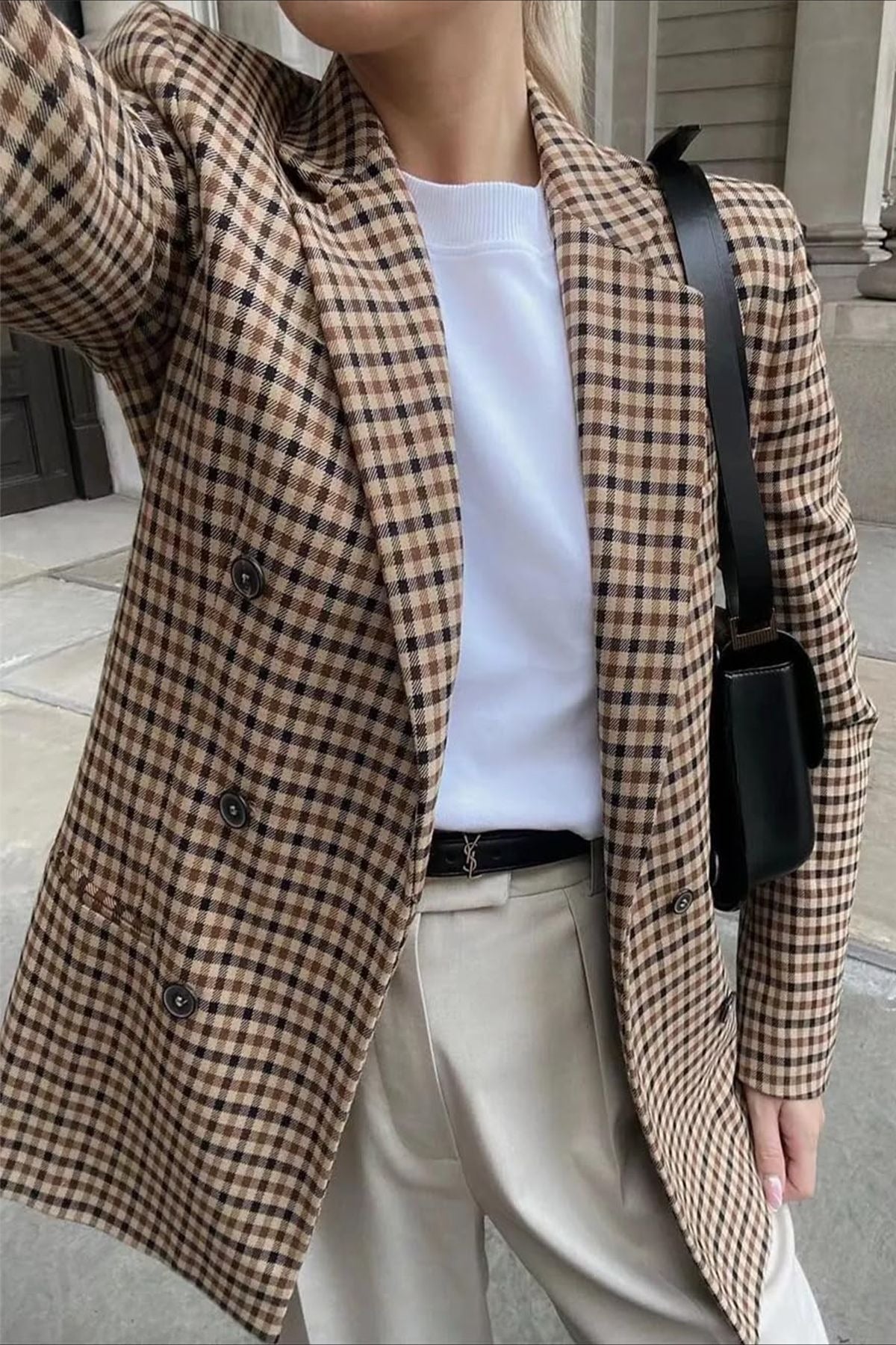 Checkered Office Long Sleeve Blazer image 2