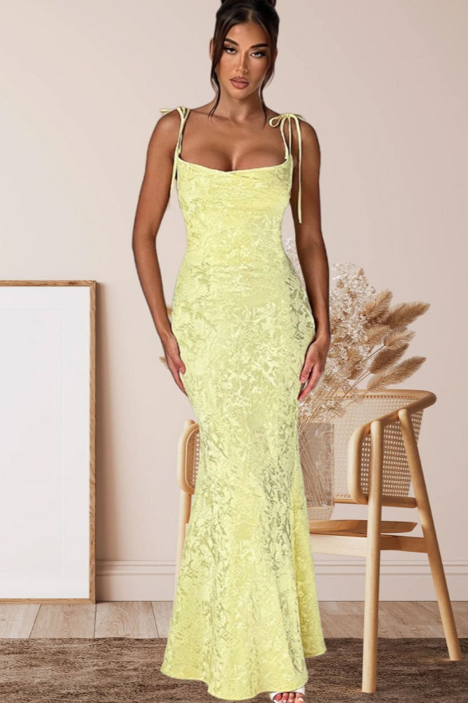 Solid Sash Backless Mermaid Formal Dress image 4