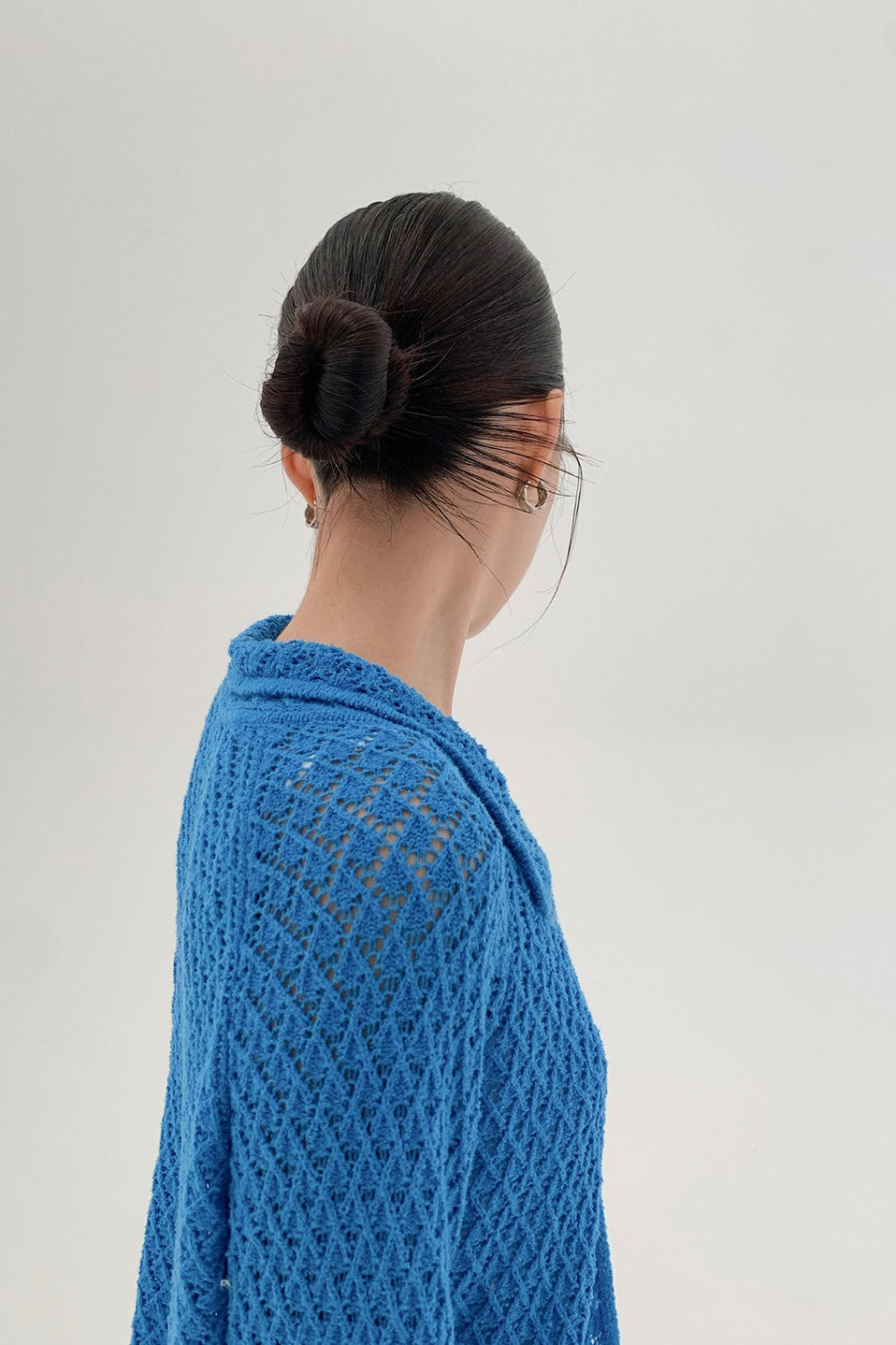 Hollow-Out Collared Tie-Waist Long-Sleeve Short Knit Cardigan image 12