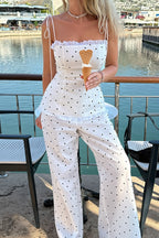 Elegant Polka Dot  Cami Top Straight Pants Two Piece Set image 2