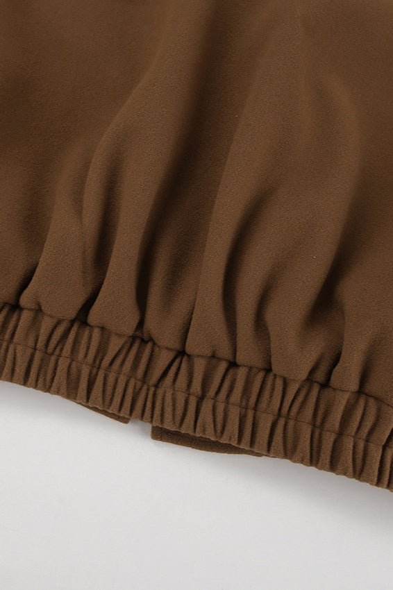 Stand Collar Melange Brown Wool Coat image 7