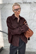 Brown Suede Loose Blazer Coat image 1