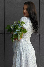 Printed Puff Sleeve Cotton Midi Dress image 12