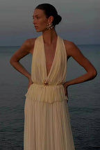 Pleated Halter Top Boho Dress image 1