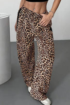 Stylish Leopard Print Black Trim High-Waisted Wide-Leg Pants image 6