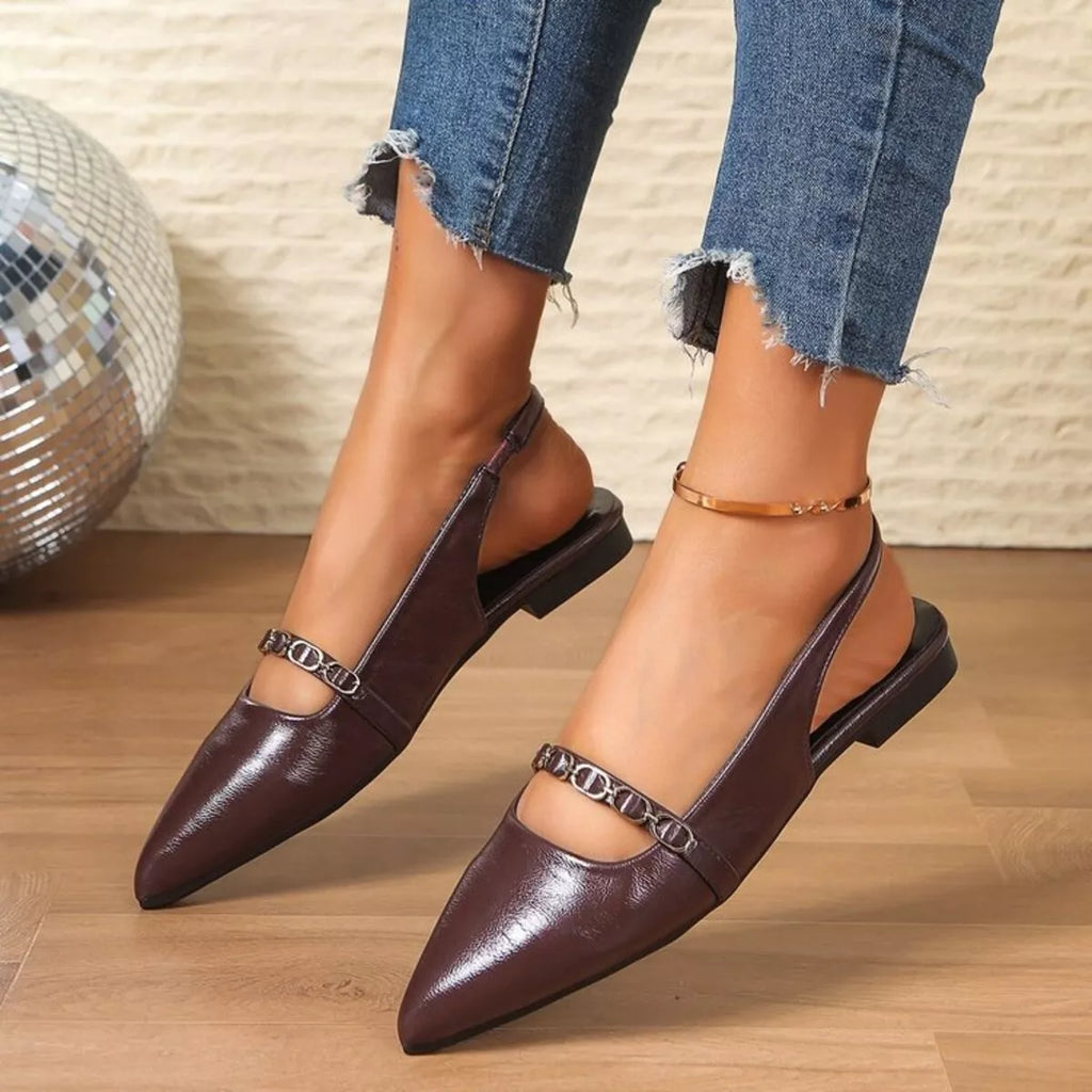 Arielle Slingback Sandals detail view styled for Avrienne