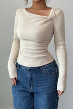 Classic Solid Color Slim Knit Top image 2