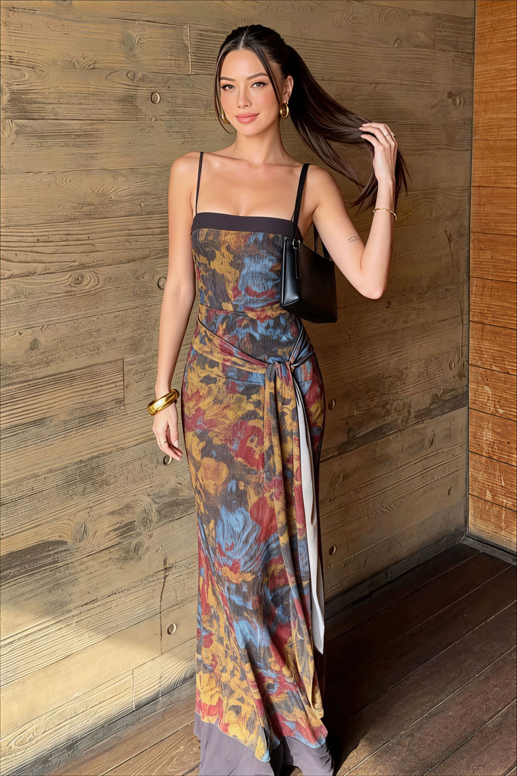 Vintage Contrast Print Cami Maxi Dress image 1