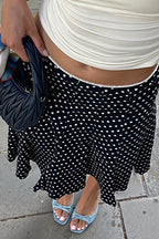 Sexy Polka Dot Ruffle Trim Bodycon Midi Skirt image 3