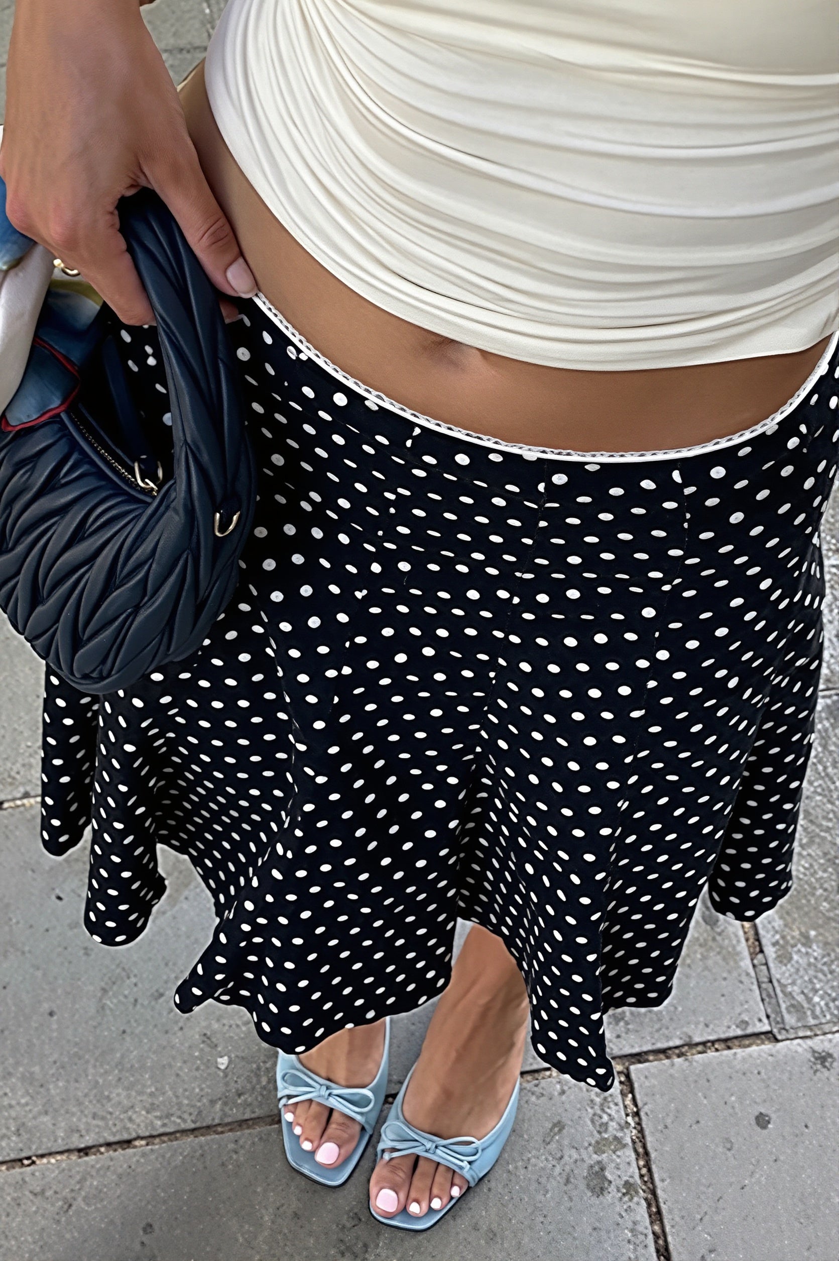 Sexy Polka Dot Ruffle Trim Bodycon Midi Skirt image 3