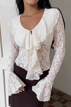 Chic Design White Lace Flare Sleeve Blouse image 1