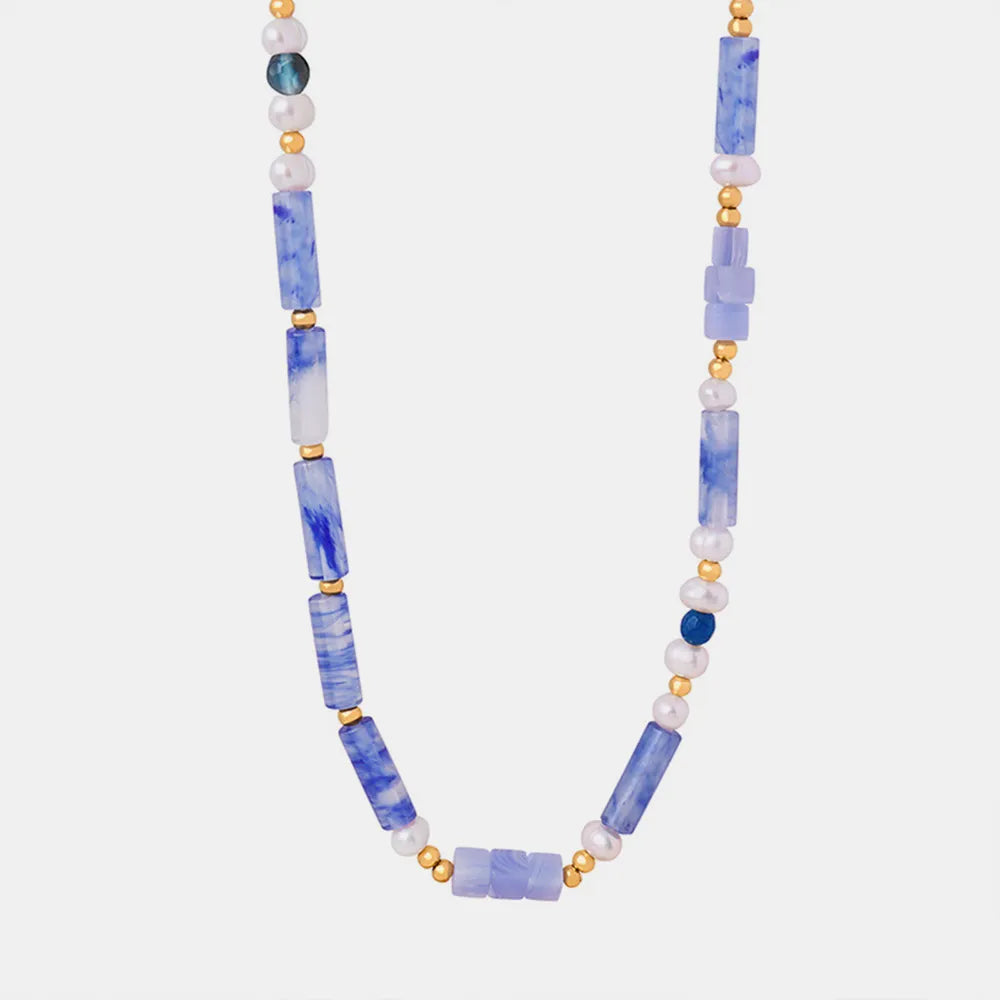 Belle Bead Necklace detail view styled for Avrienne