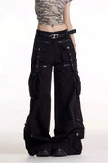 Retro Y2K Lace Up Wide Leg Jeans image 1