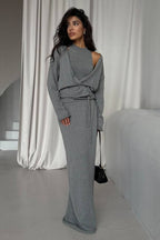 Chic Knit Vest & Bodycon Skirt with Belt Three Piece Set image 2