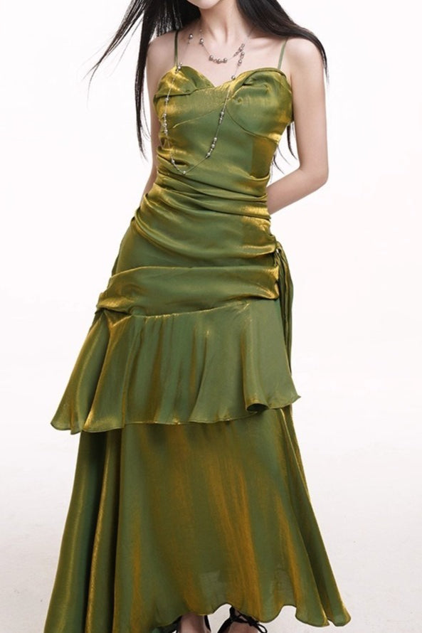 Asymmetrical Burgundy Ruffled Cami Party Dress image 9