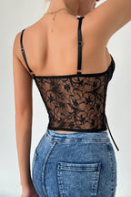 Sexy Lace Patchwork Tie Bustier Cami Top image 9