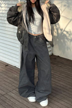 Black Short Puffer Fur Collar Jacket image 8