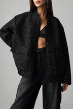 Sequin Stand Collar Pocket Jacket image 1