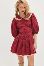 Vintage Polka Dot Peter Pan Collar Puff Sleeve Mini Dress image 1