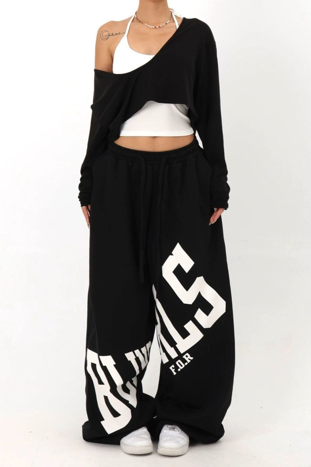 Loose Elastic Letter Printed Casual Pants image 5
