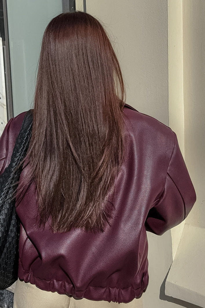 Burgundy Vintage Biker Coat image 3