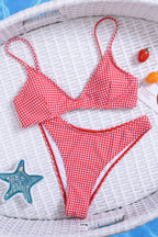 Plaid V Neck Sexy Bikini Set image 4